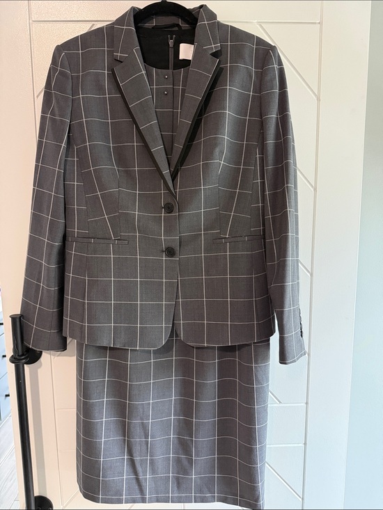 Boss Other - BOSS Hugo Boss Grey Windowpane 2-Piece Suit Set Dress & Blazer Size US 10 / FR
